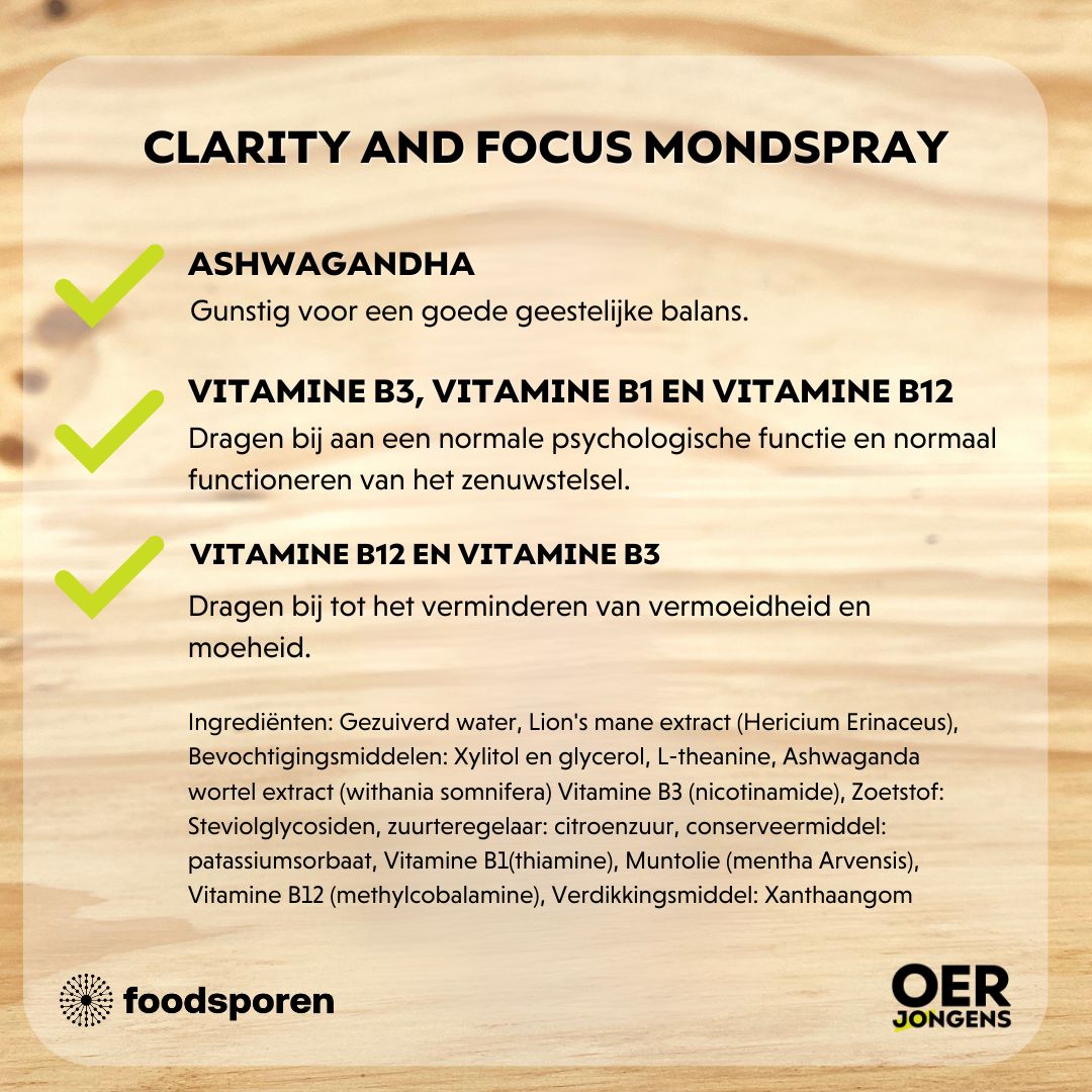 Foodsporen - Clarity and Focus mondspray - Oerjongens