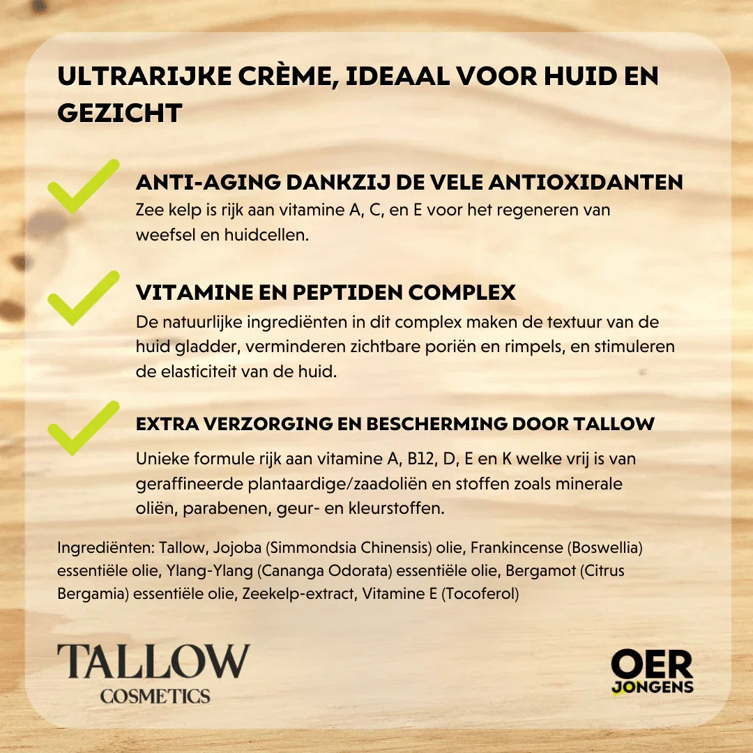 Crème SeaKelp + Vitamine E – Tallow Cosmetics - Oerjongens