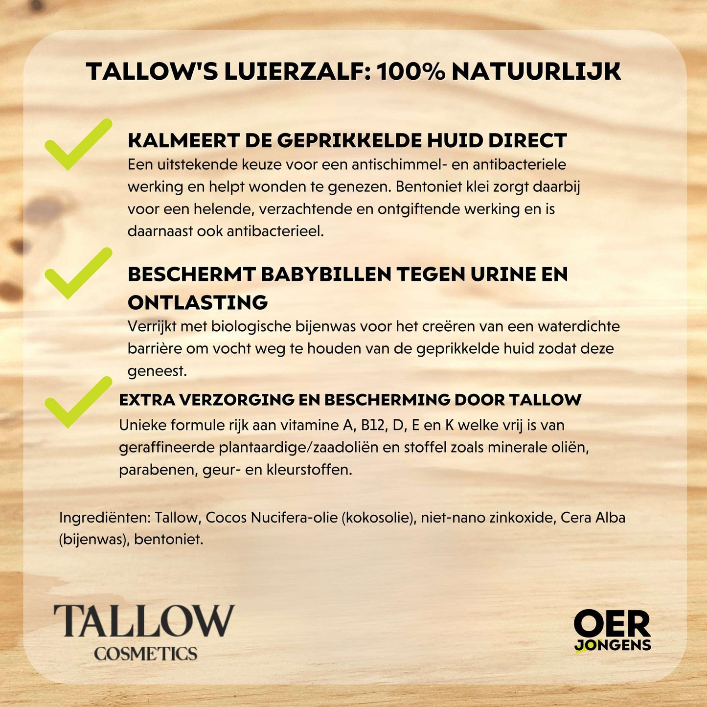 Gentle Zinc Balm – Luierzalf - Tallow Cosmetics - Oerjongens