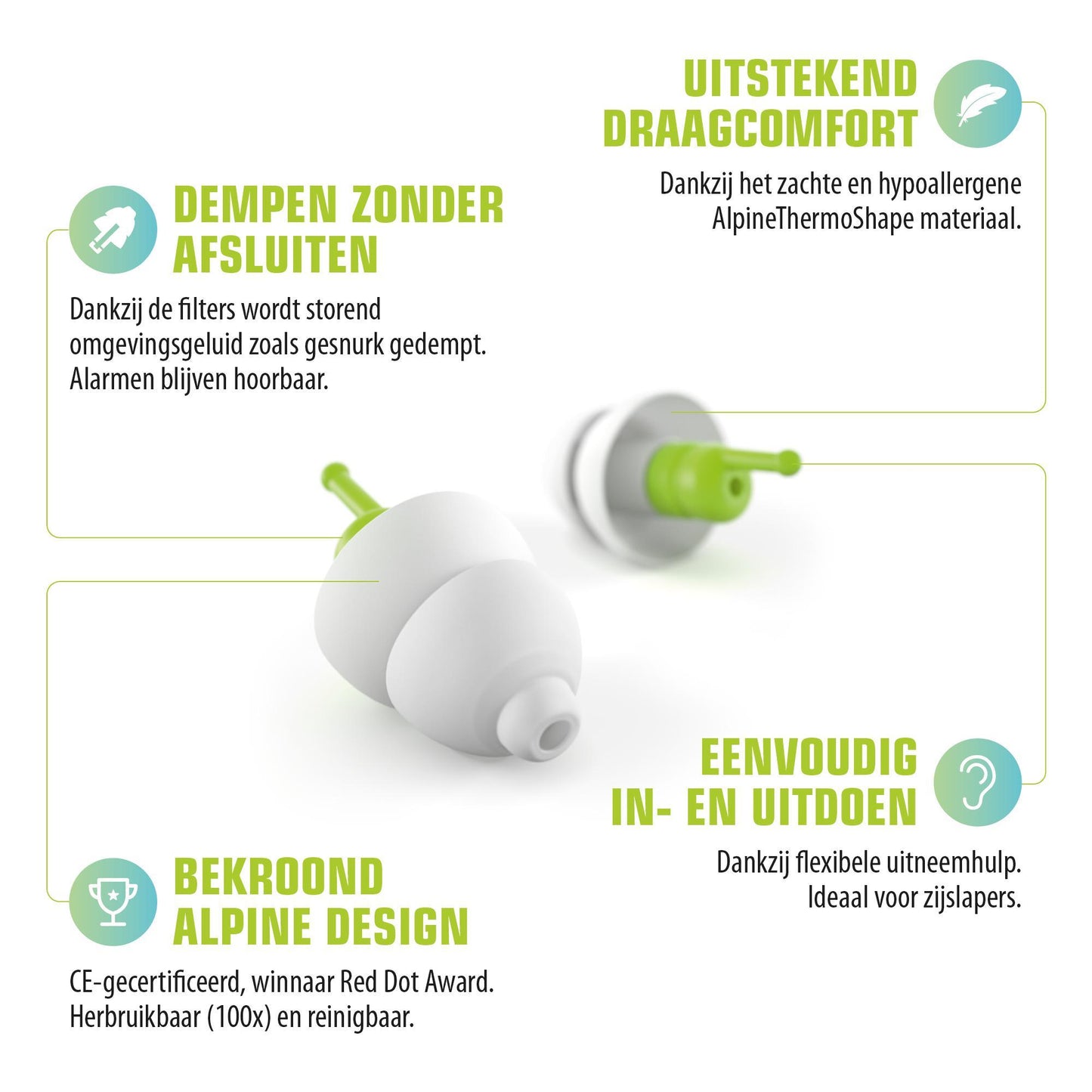 Alpine - SleepSoft- Slaap / concentratie oordoppen - 25dB - 1 paar - Oerjongens