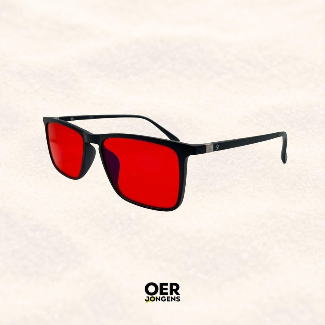 Oerjongens Goedenavond Blue Blocker bril met geel oranje en rood glas