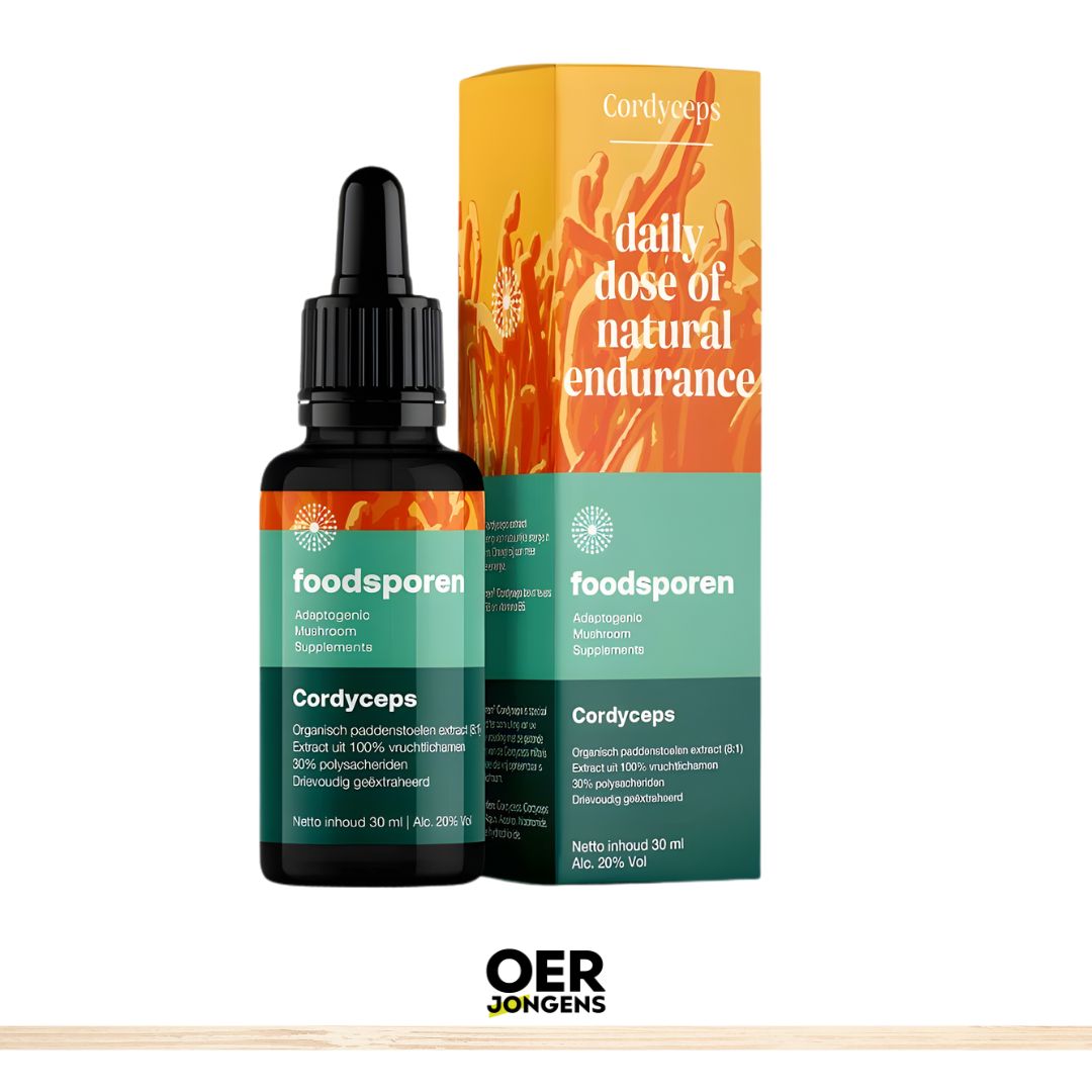 Foodsporen - Cordyceps vloeibaar - extract. Activering van natuurlijk energie in het lichaam. Draagt het ook bij aan meer geestelijke energie.