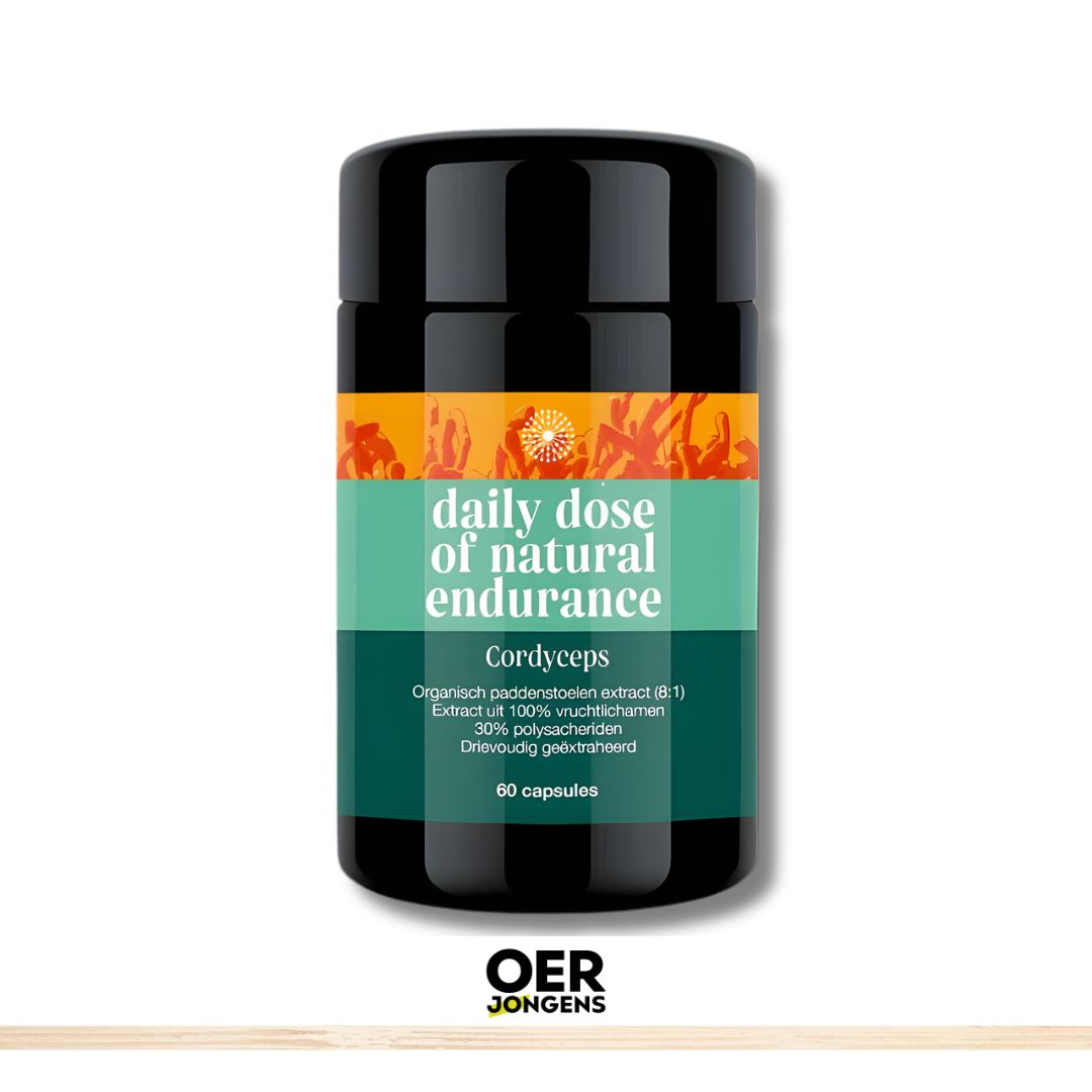 Hoogwaardig Cordyceps-extract (Militaris 8:1 of Sinensis CS-4 15:1). 30% polysachariden. Vegan capsules. Ondersteunt natuurlijk uithoudingsvermogen & veerkracht.