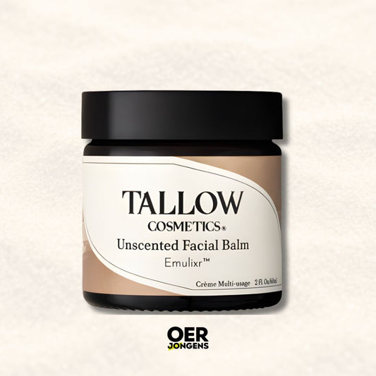 100% tallow voor gevoelige, droge of reactieve huid. Grasgevoerde tallow, emoe-olie, jojoba, bijenwas & vitamine E.  Hydratatie en huidbarrière-ondersteuning.
