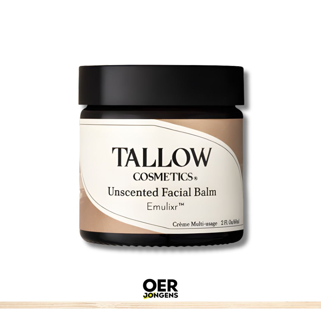 100% tallow voor gevoelige, droge of reactieve huid. Grasgevoerde tallow, emoe-olie, jojoba, bijenwas & vitamine E.  Hydratatie en huidbarrière-ondersteuning.
