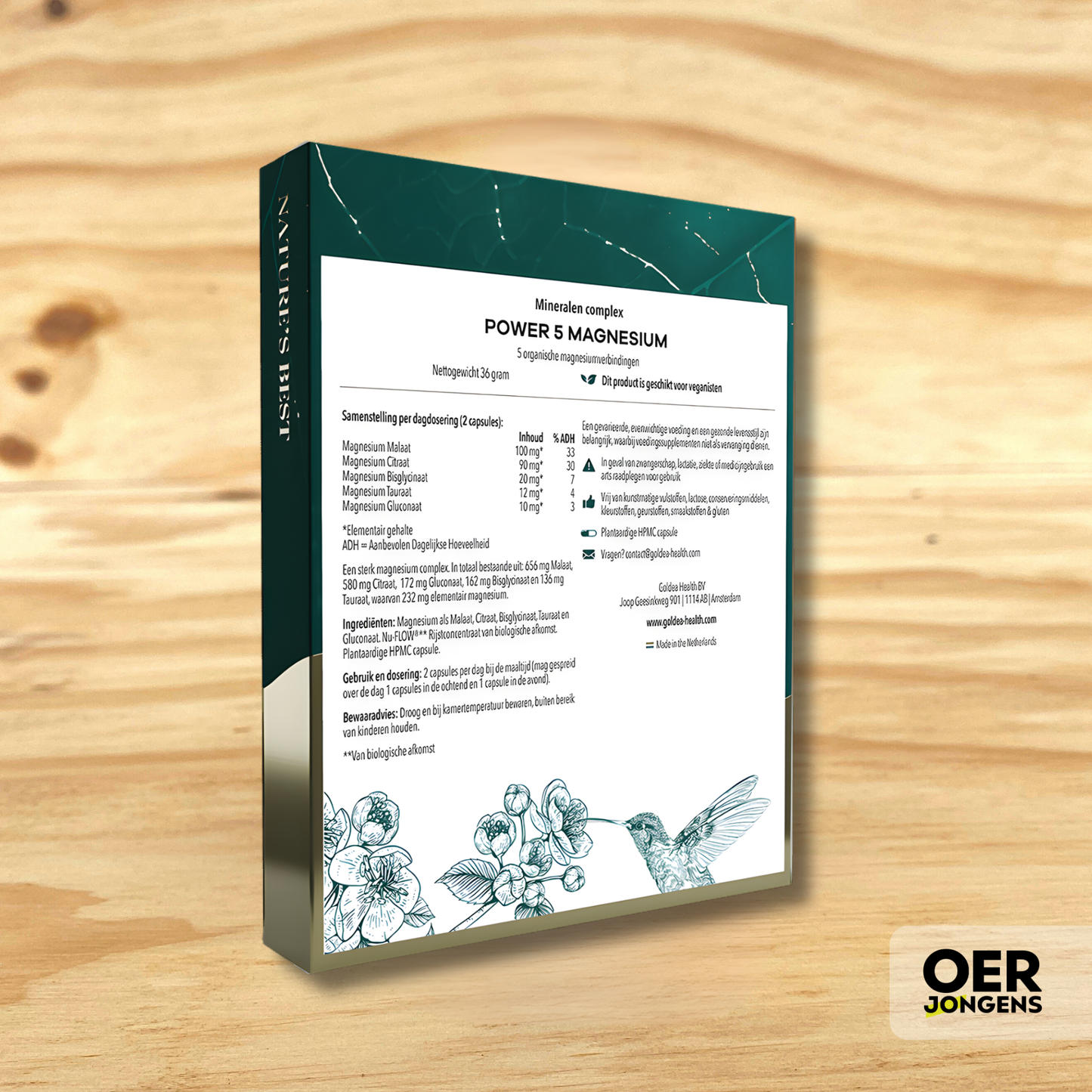 Hoogwaardige Power 5 Magnesium met 5 goed opneembare vormen. Vermindert vermoeidheid, ondersteunt spieren & zenuwstelsel. 100% vegan, zonder vulstoffen.