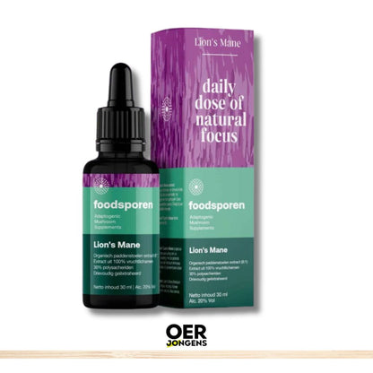 Ervaar de kracht van Lion's Mane en verbeter je mentale scherpte en focus op een natuurlijke manier! Foodsporen biedt de hoogste kwaliteit paddenstoelenextracten, verpakt in een handig en luxe flesje met pipet voor dagelijks gebruik. Lion's Mane extract, hersenfunctie verbeteren, focus verbeteren, geheugen versterken, 