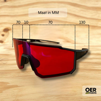 Sportieve blauwlichtbril met rood glas voor bescherming tegen blauw en groen licht