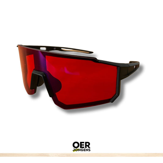 Sportieve blauwlichtbril met rood glas voor bescherming tegen blauw en groen licht