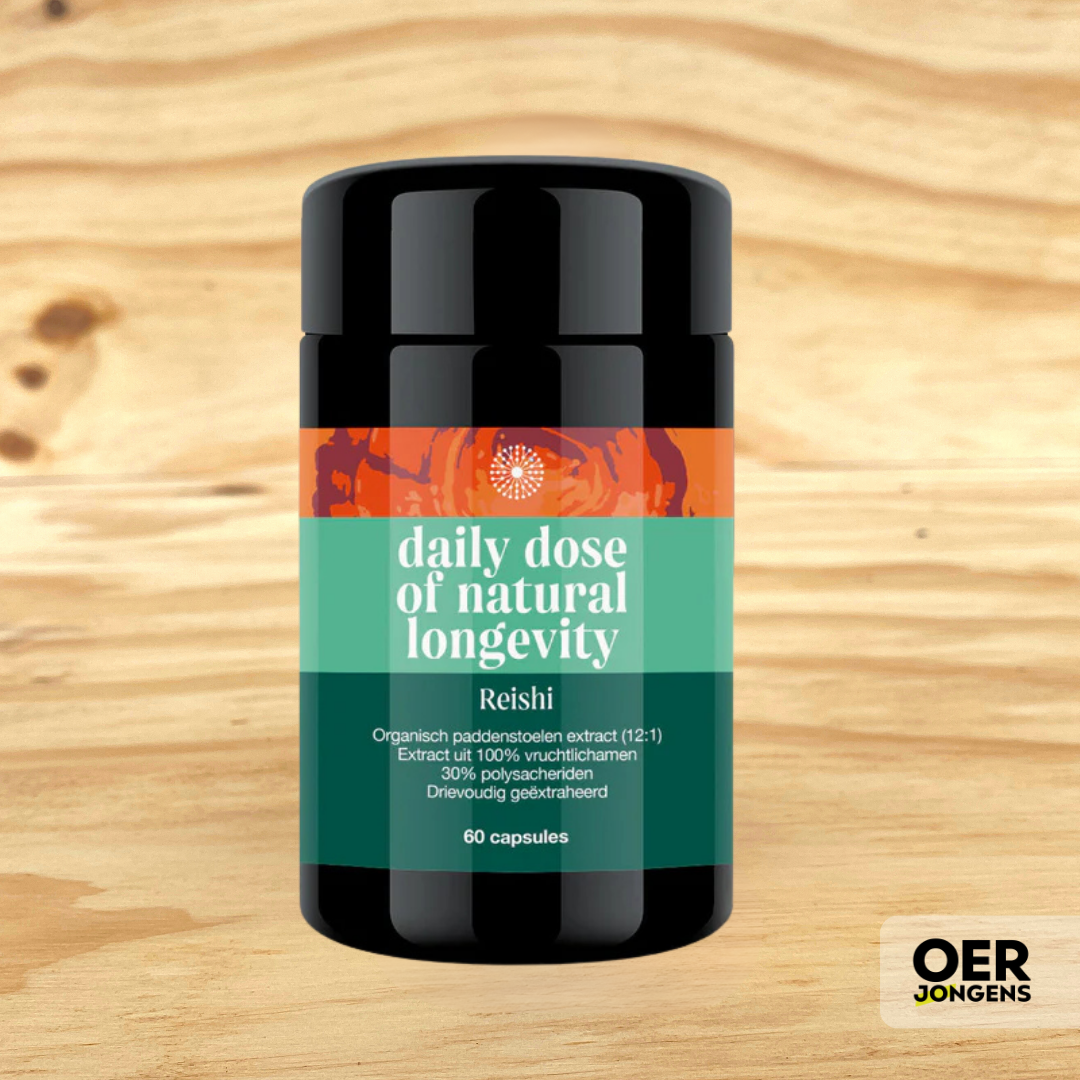 Hoogwaardig Reishi extract. Ondersteunt vitaliteit, weerstand & herstel. 100% vruchtlichamen, zonder vulmiddelen. 60 capsules.