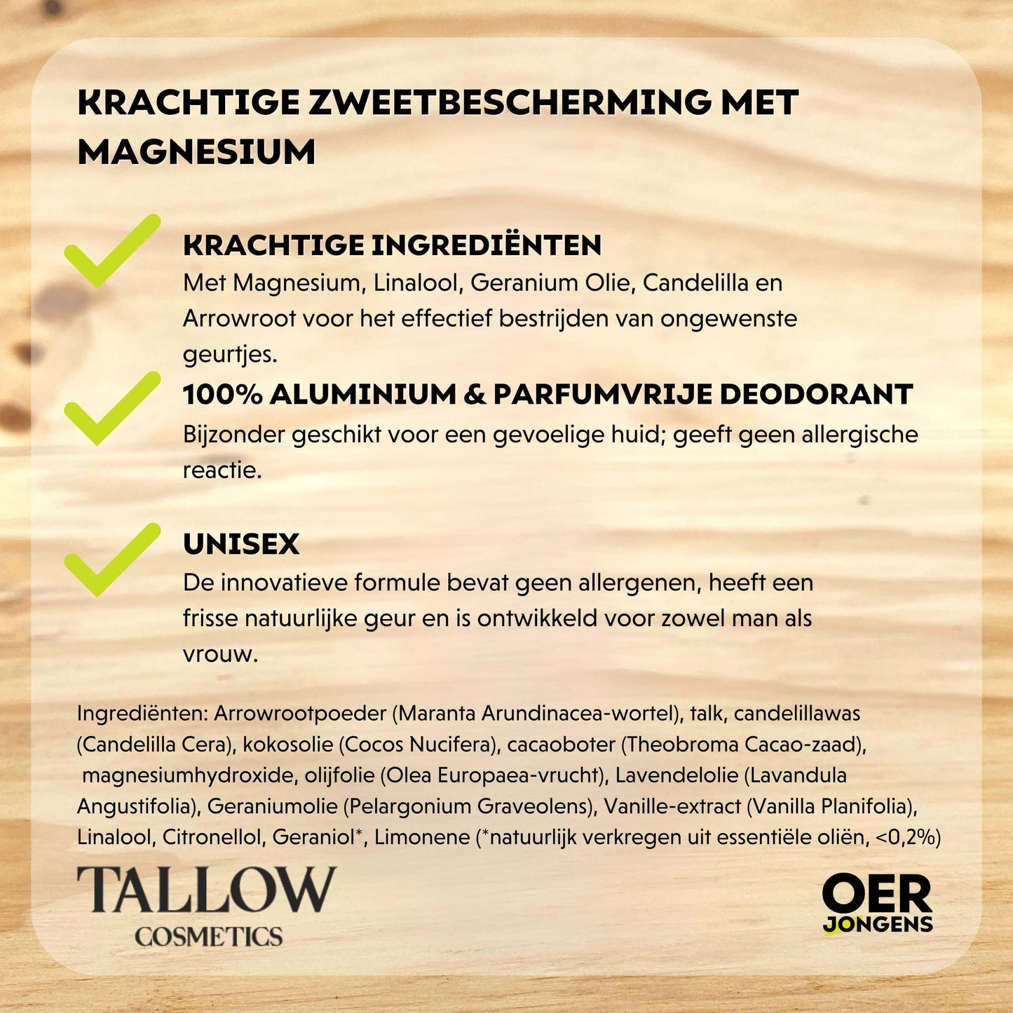 Tallow Cosmetics - Magnesium Deodorant - Geranium & Vanilla